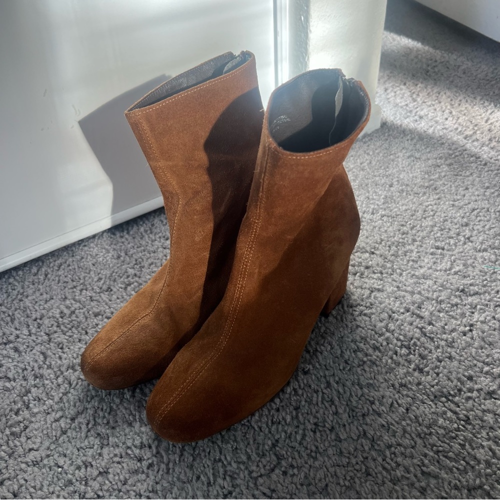 Brown suede ankle boots